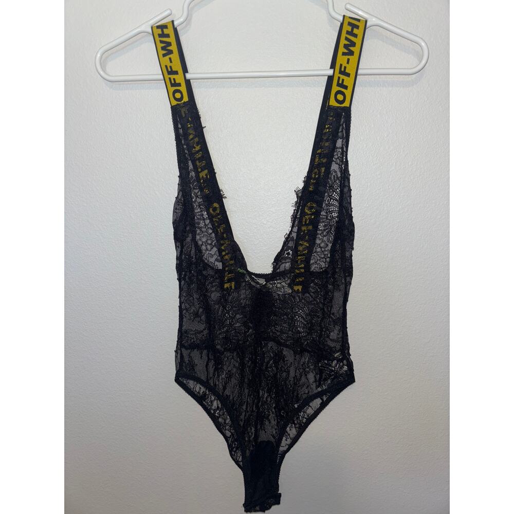 Off-White Black lace one piece bodysuit size 40